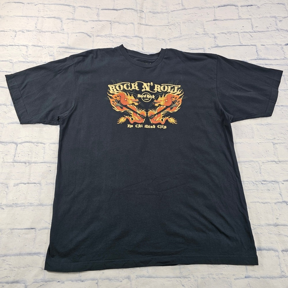 Hard Rock Cafe T-Shirt Mens XXL Black Ho Chi Minh City Dragon Rock N Roll Tee